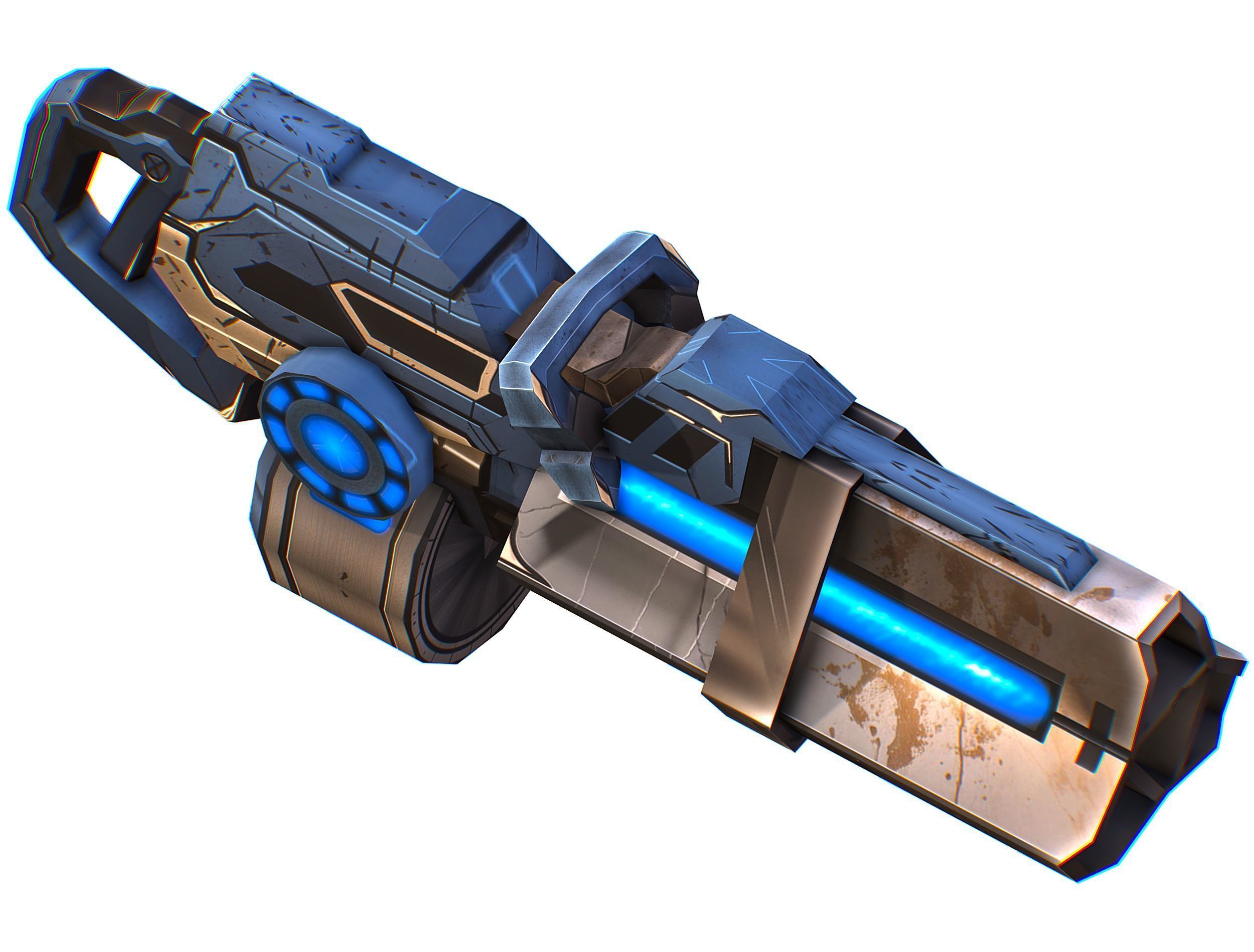 LowPoly Sci-Fi Assault Heavy Machine Gun Low-poly 3D model_15