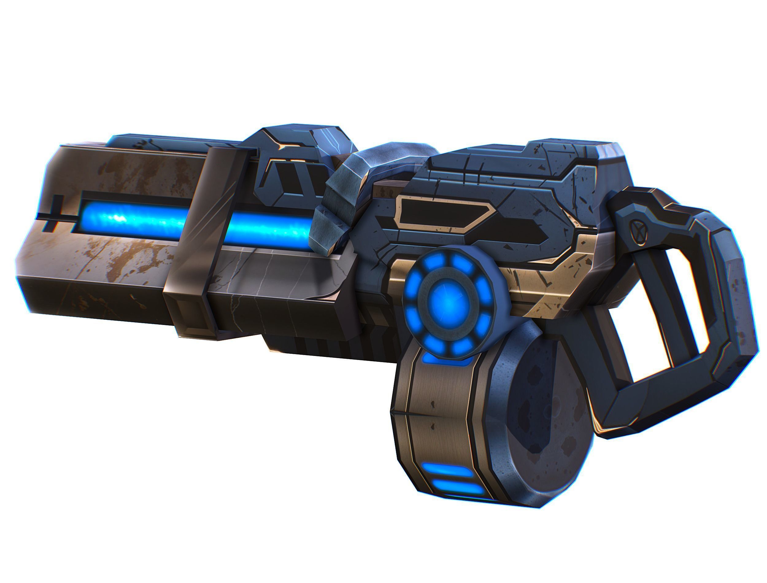 LowPoly Sci-Fi Assault Heavy Machine Gun Low-poly 3D model_8