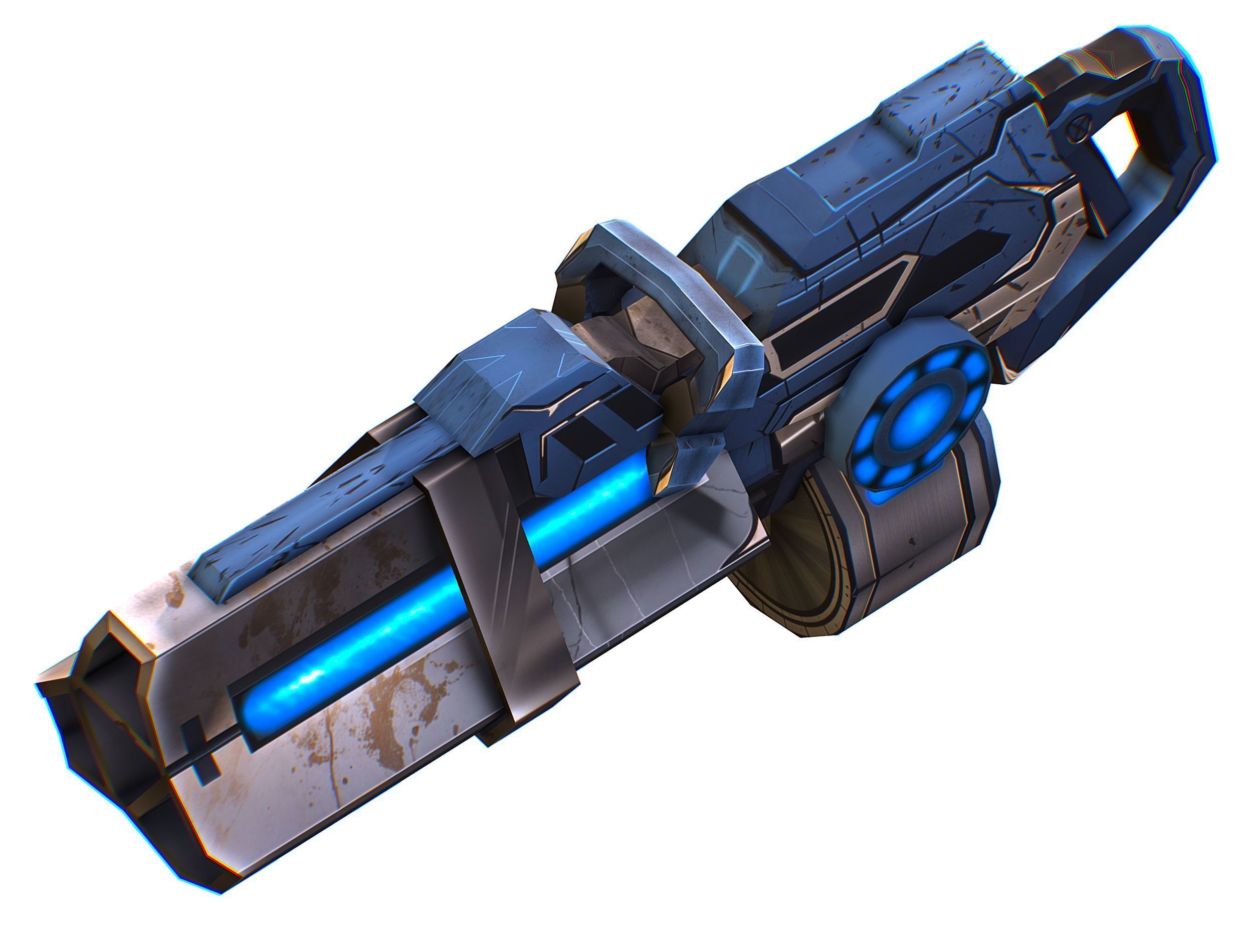 LowPoly Sci-Fi Assault Heavy Machine Gun Low-poly 3D model_16