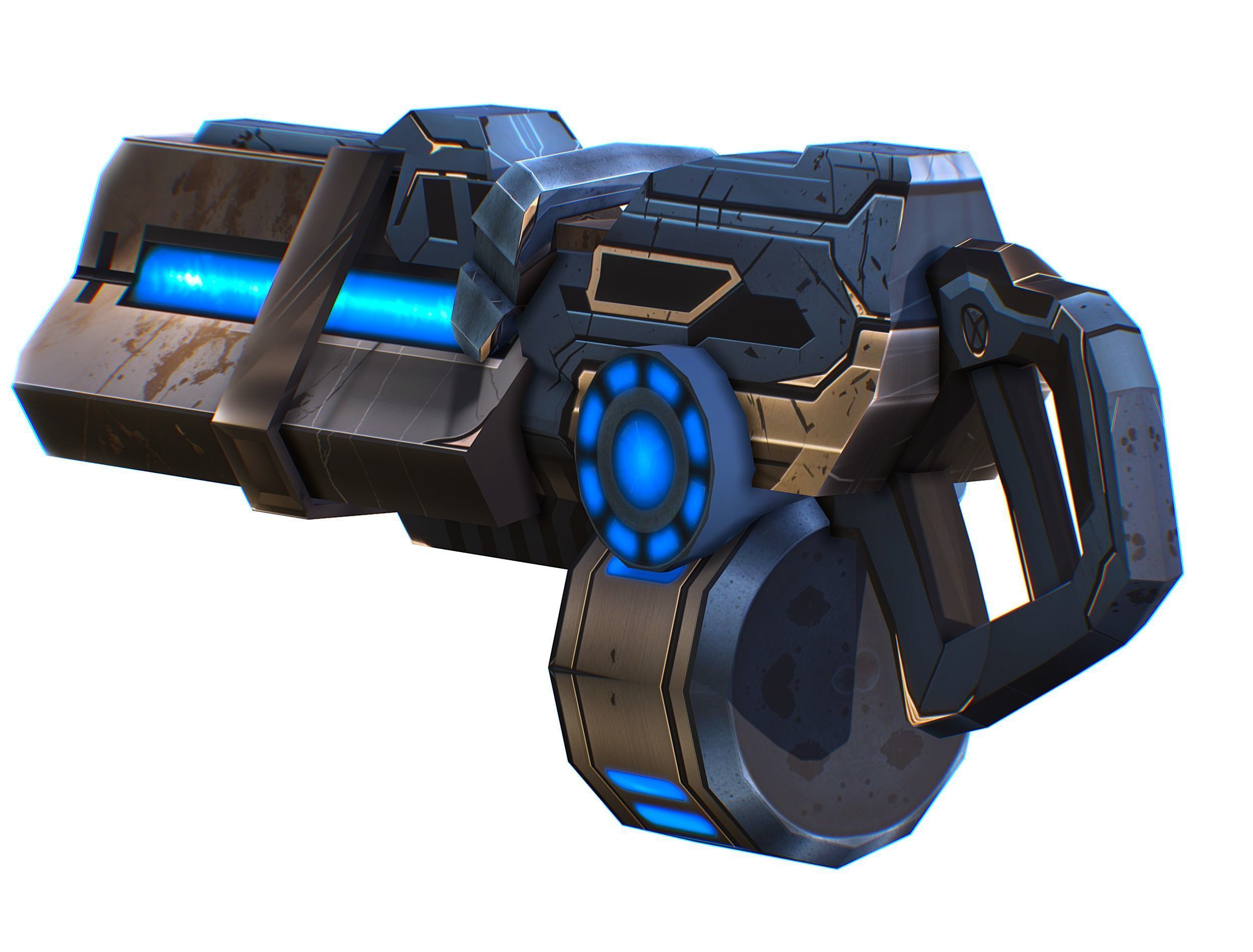 LowPoly Sci-Fi Assault Heavy Machine Gun Low-poly 3D model_9