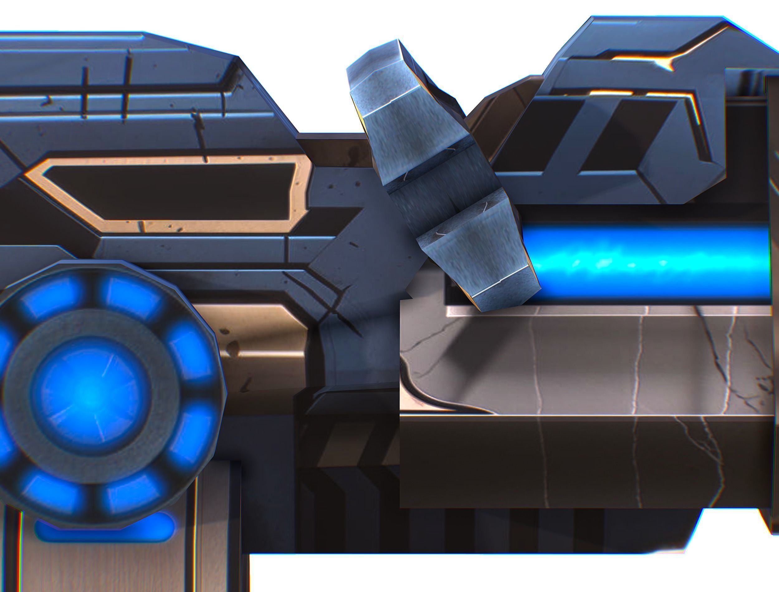 LowPoly Sci-Fi Assault Heavy Machine Gun Low-poly 3D model_22