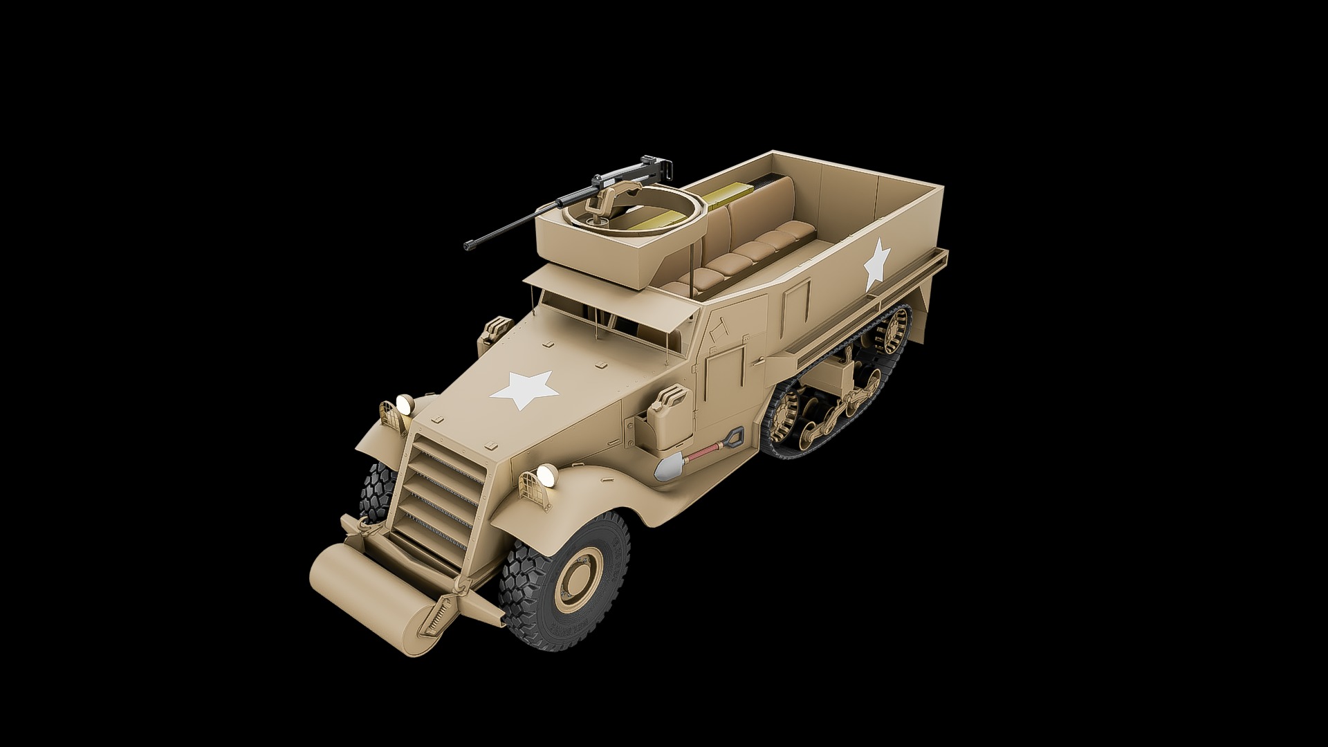 M3 halftruck military vehicle asset 3D model_6