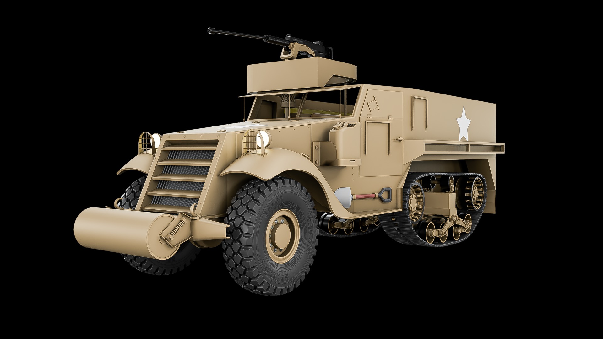 M3 halftruck military vehicle asset 3D model_2