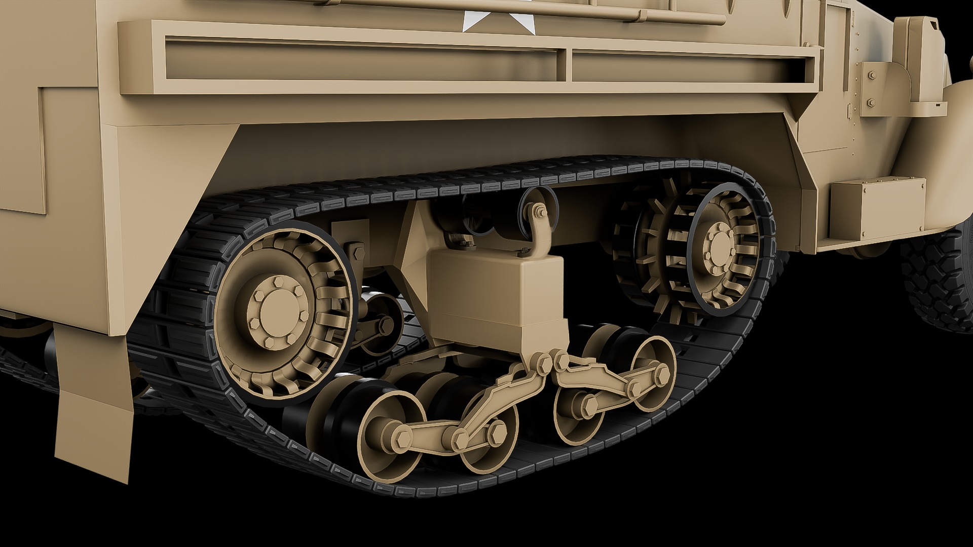 M3 halftruck military vehicle asset 3D model_4