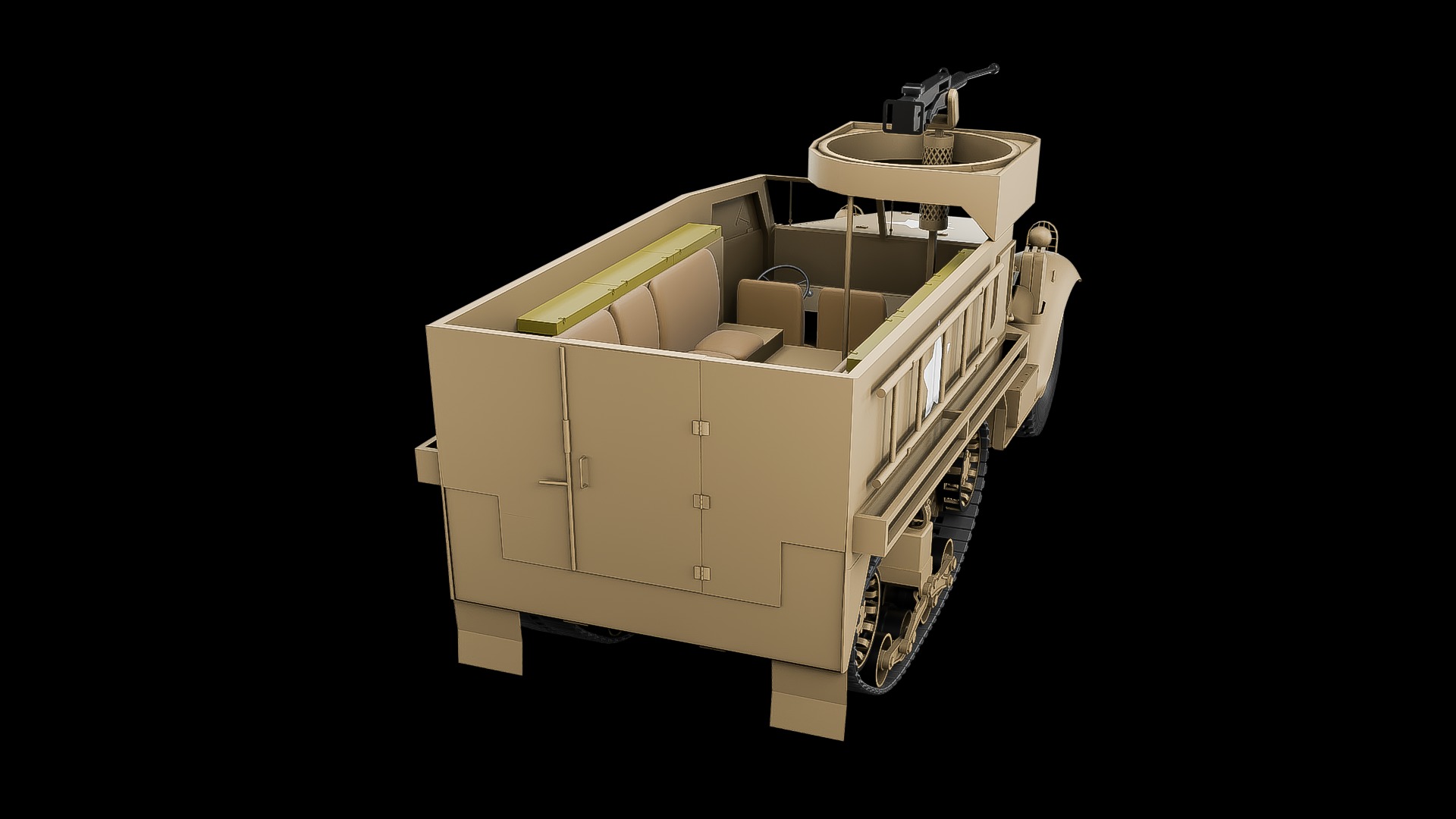 M3 halftruck military vehicle asset 3D model_3