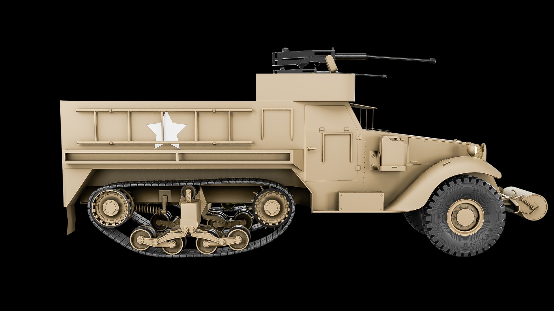 M3 halftruck military vehicle asset 3D model_1