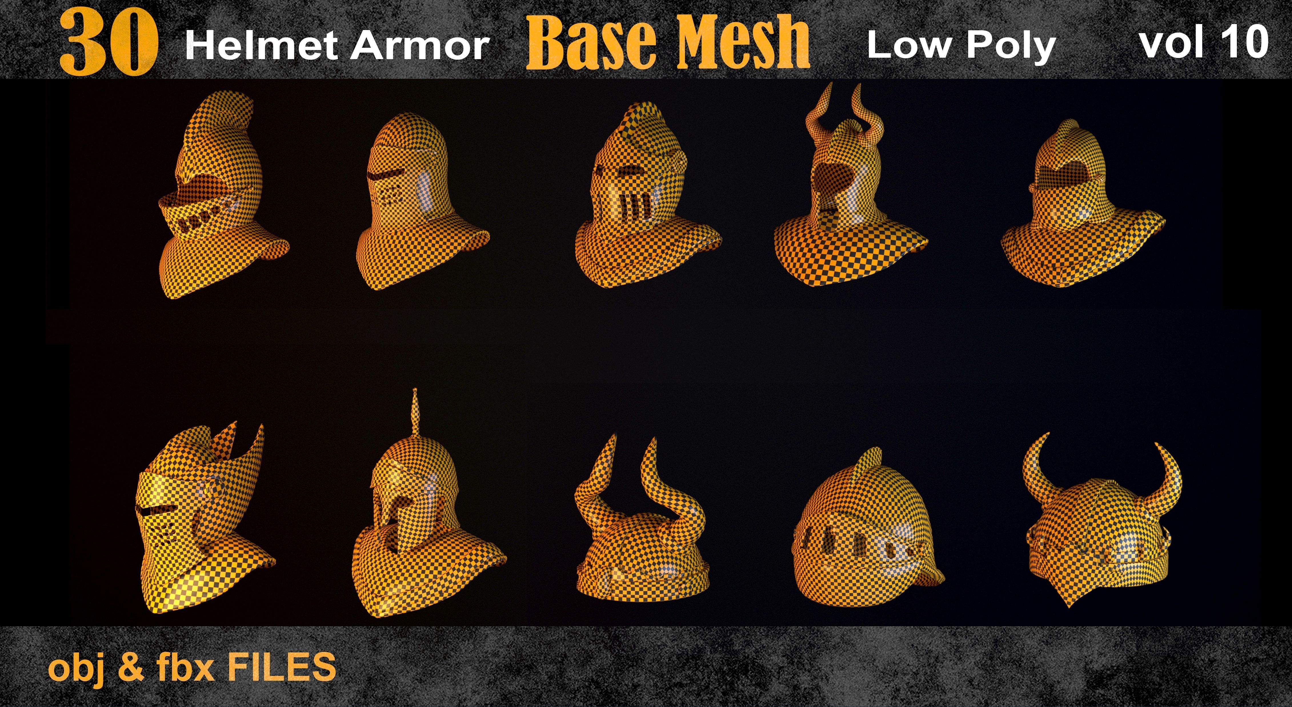 30 Helmet armor base mesh - vol 10  Low-poly 3D model_5
