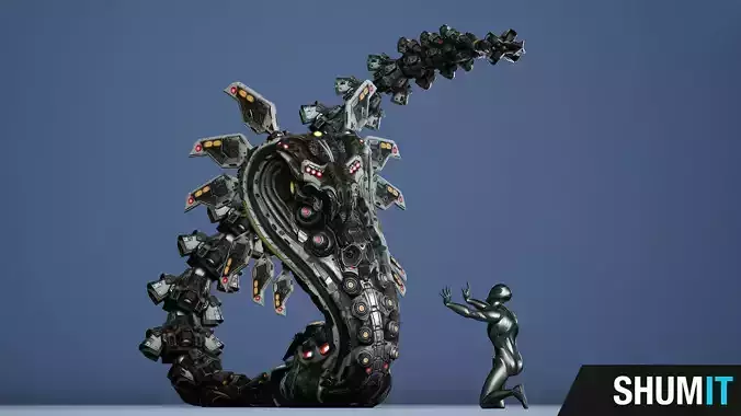 Sci-Fi Snake Low-poly 3D model
