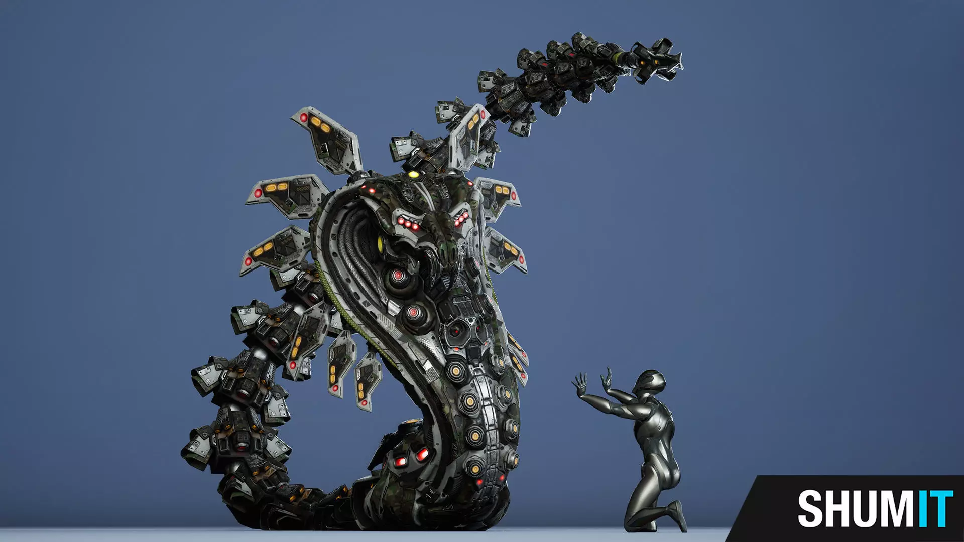 Sci-Fi Snake Low-poly 3D model_0