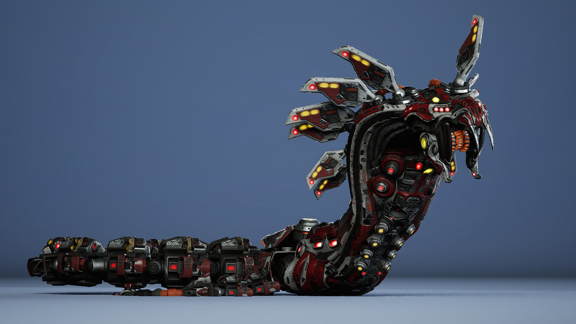 Sci-Fi Snake Low-poly 3D model_5