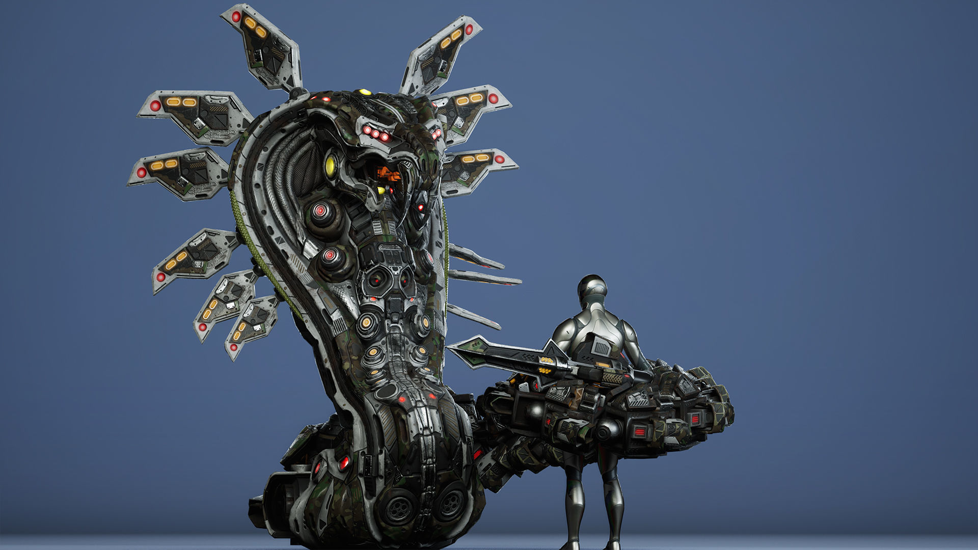 Sci-Fi Snake Low-poly 3D model_4