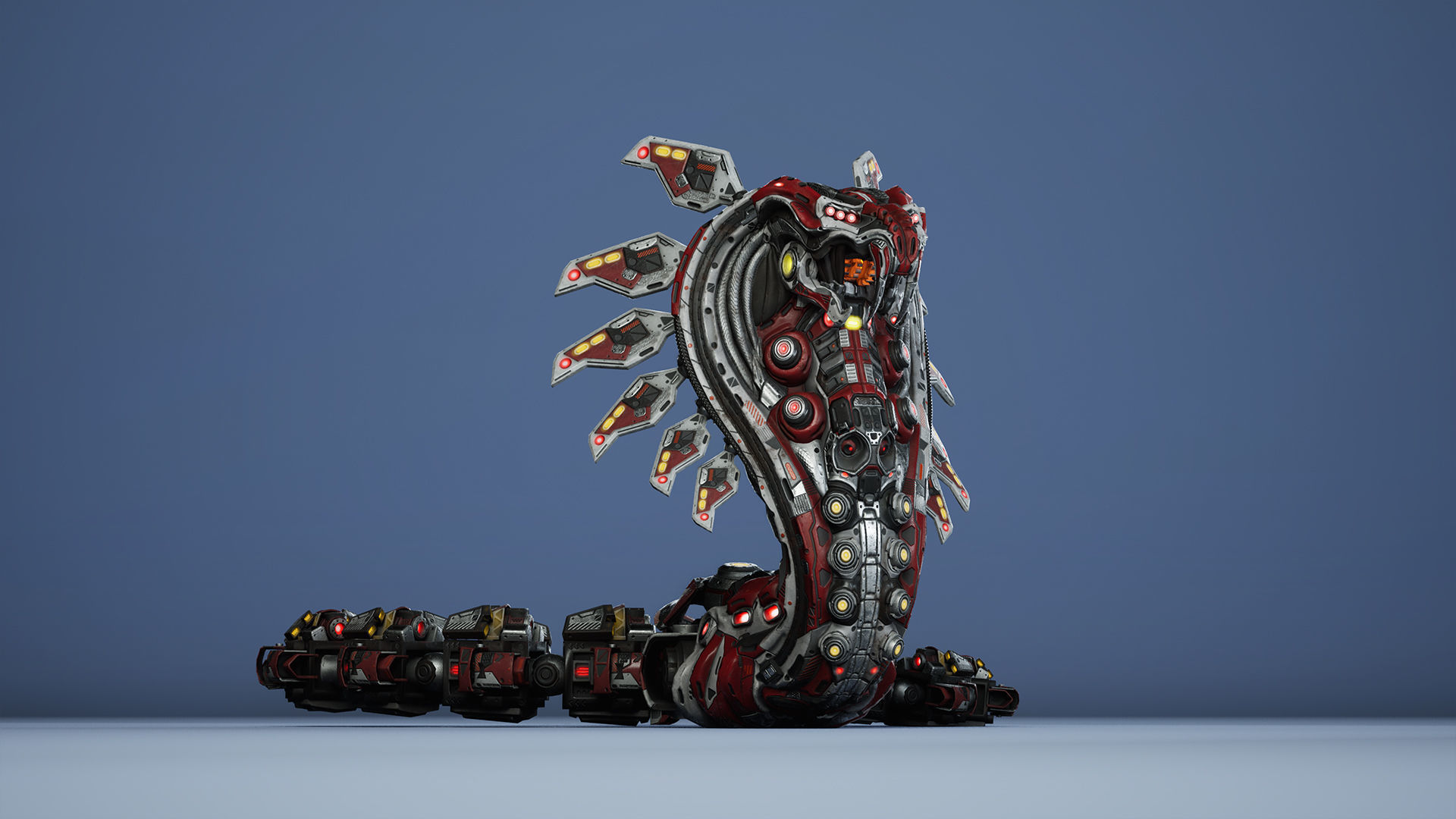 Sci-Fi Snake Low-poly 3D model_6