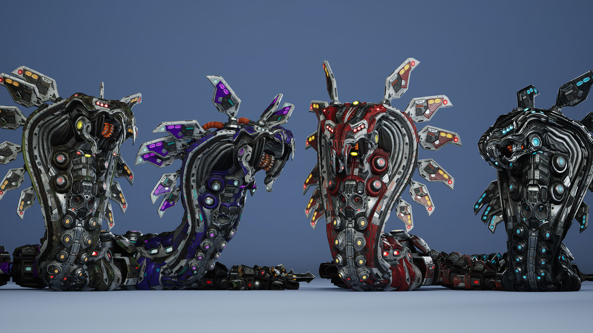 Sci-Fi Snake Low-poly 3D model_3