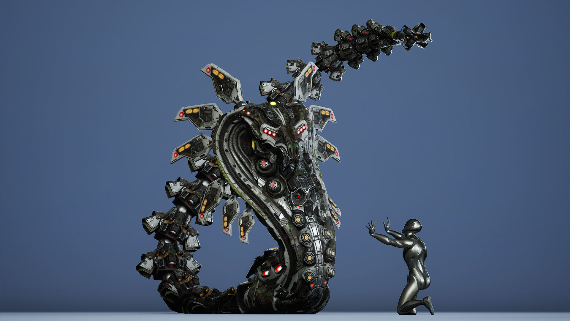 Sci-Fi Snake Low-poly 3D model_2