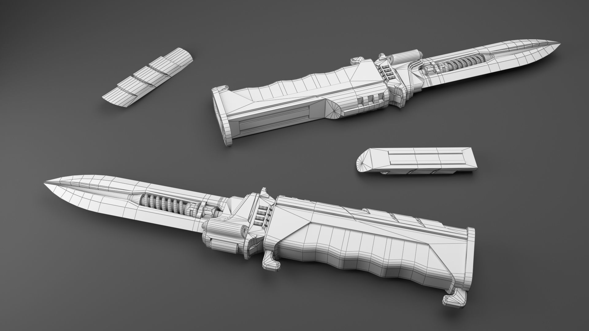 Rigged SciFi Knife Low-poly 3D model_2