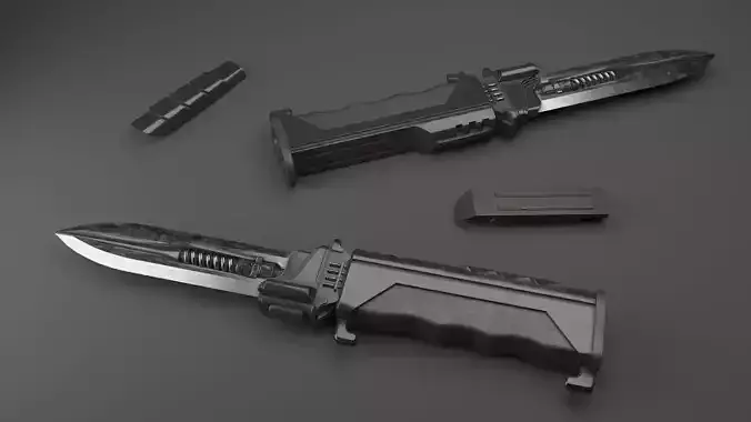 Rigged SciFi Knife Low-poly 3D model