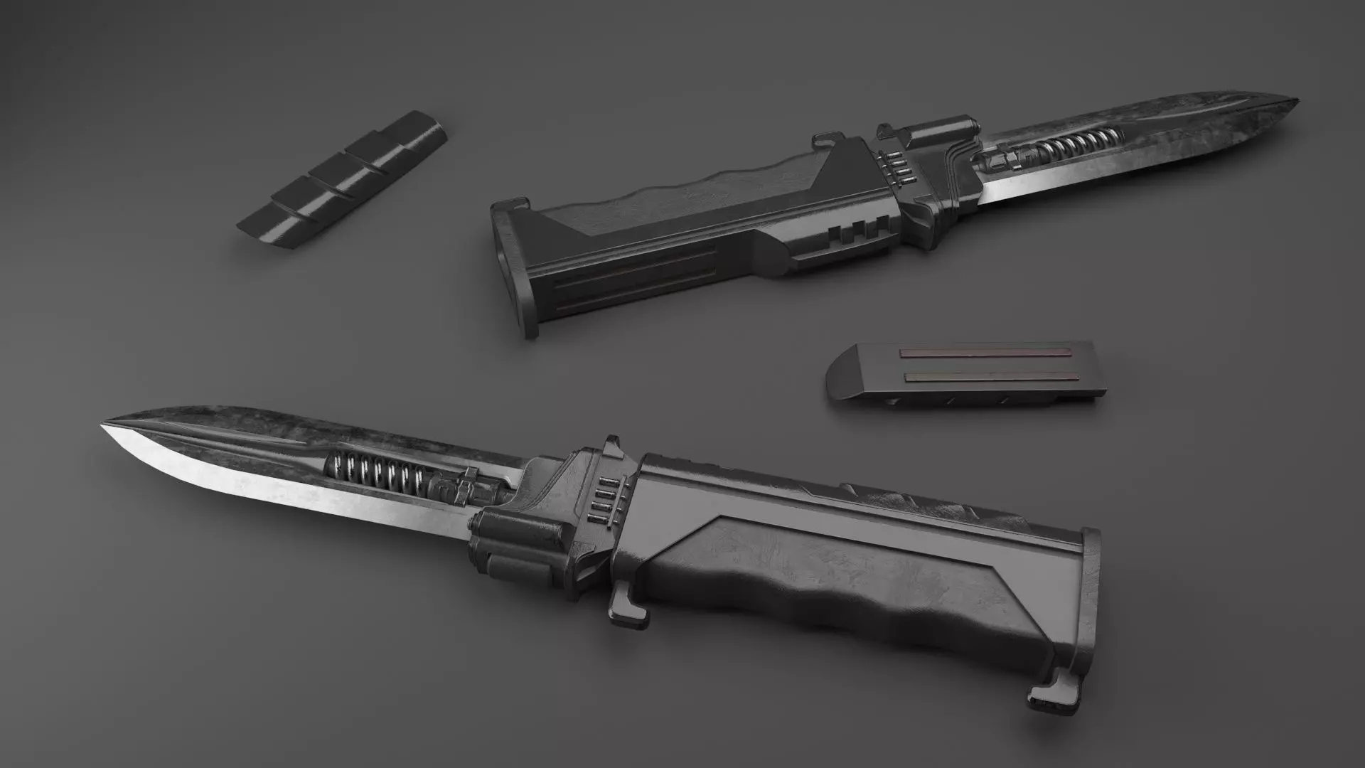 Rigged SciFi Knife Low-poly 3D model_0