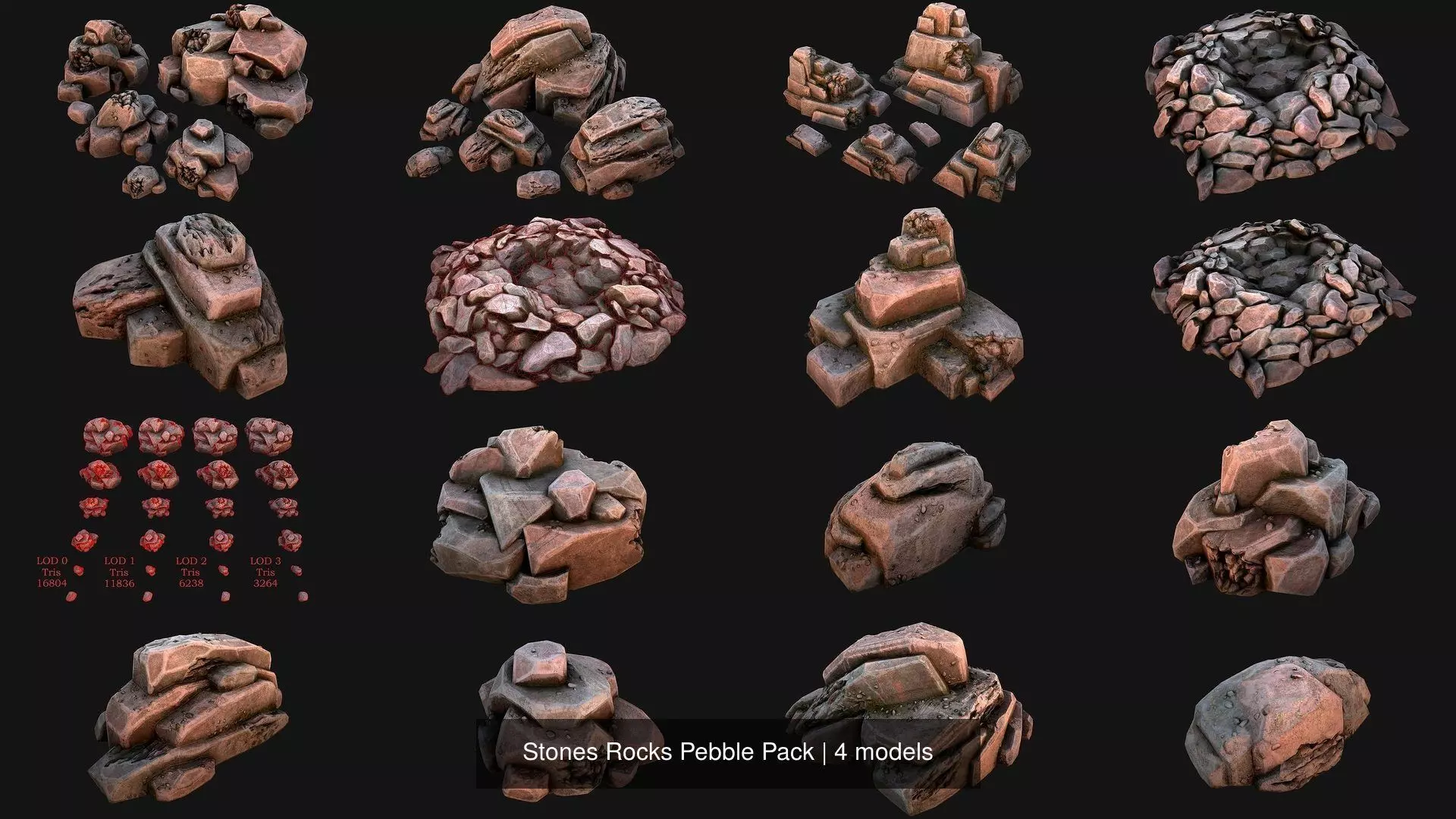 Stones Rocks Pebble Pack 3D Model Collection_5