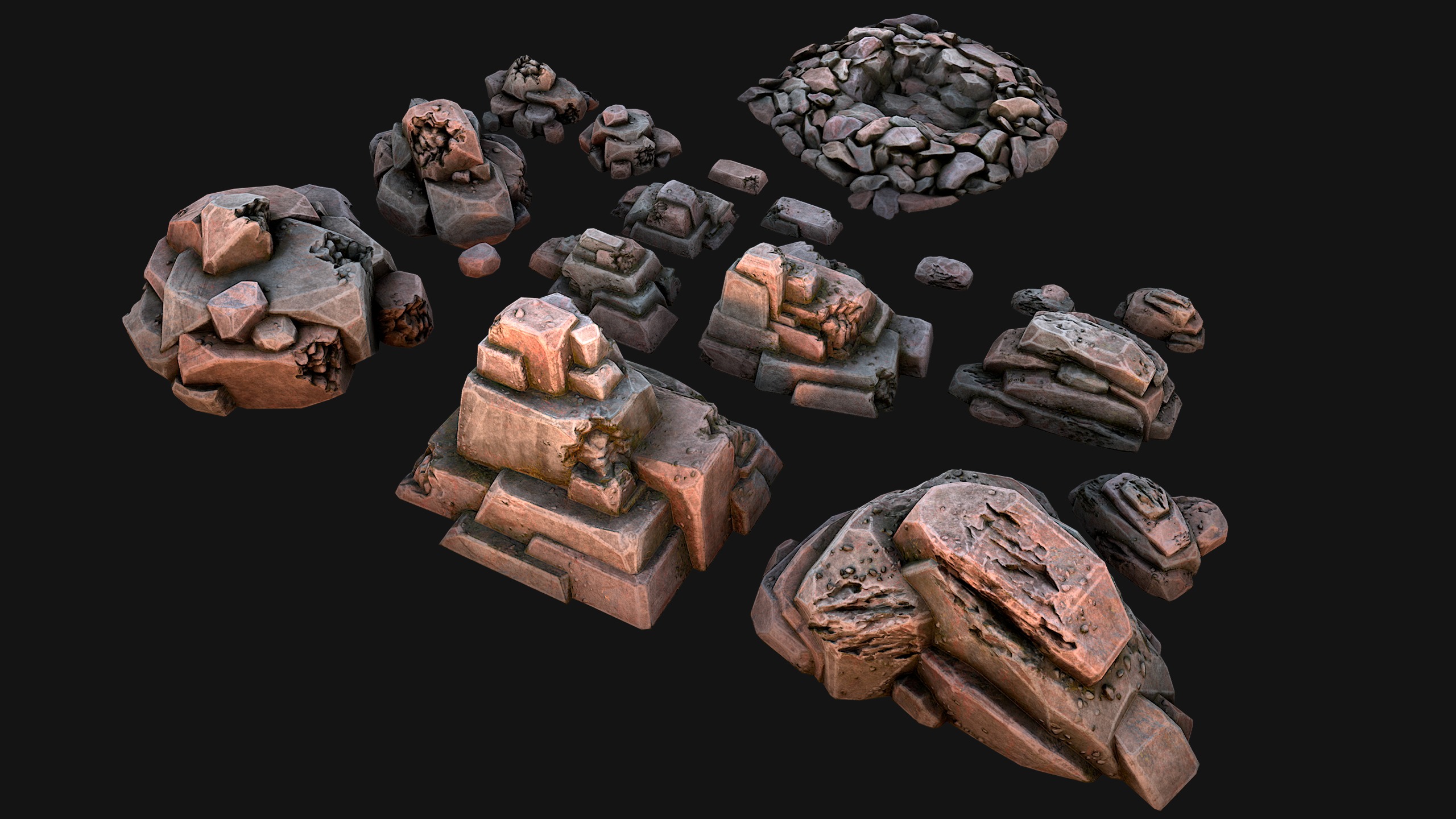 Stones Rocks Pebble Pack 3D Model Collection_15