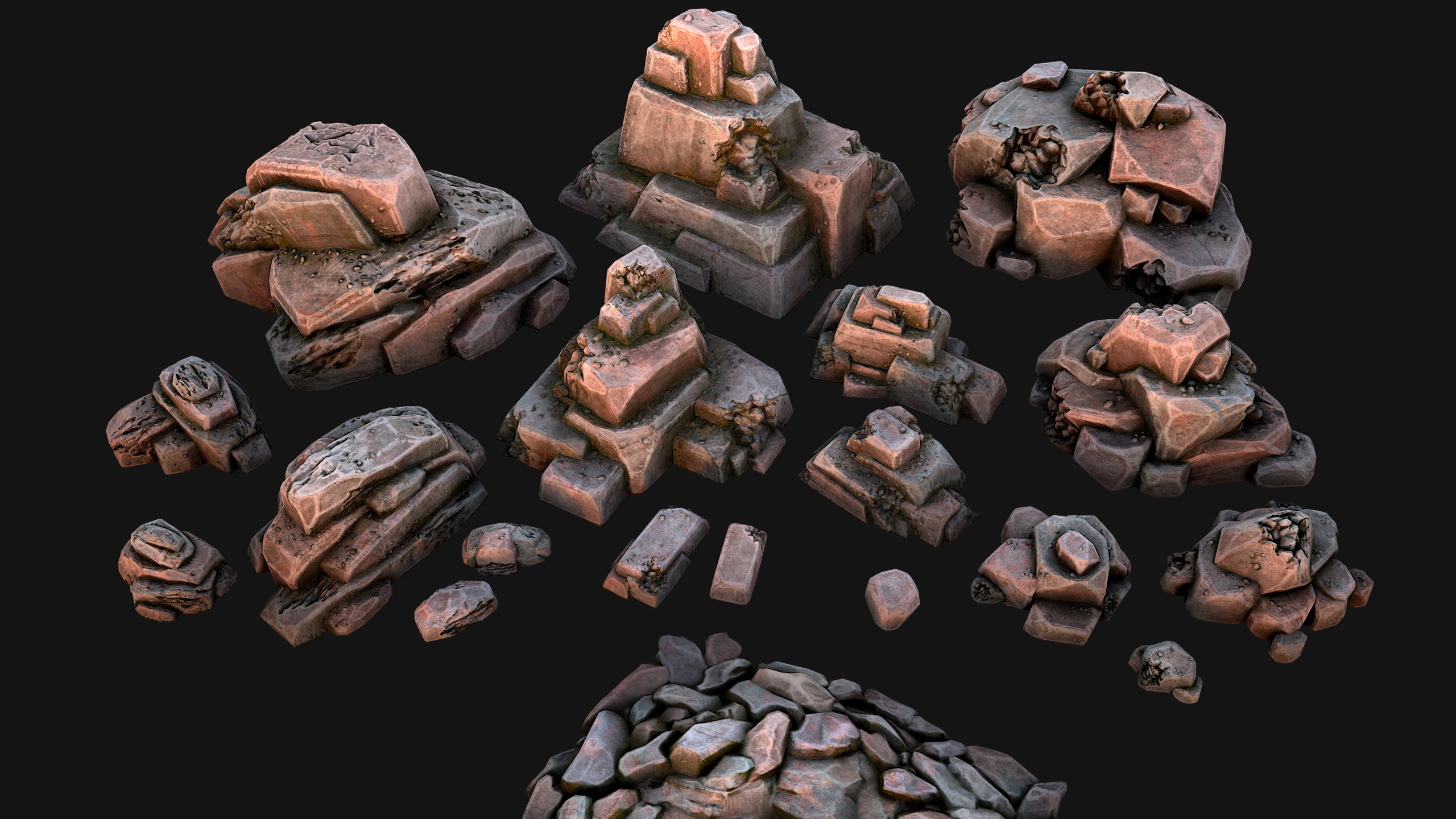 Stones Rocks Pebble Pack 3D Model Collection_12