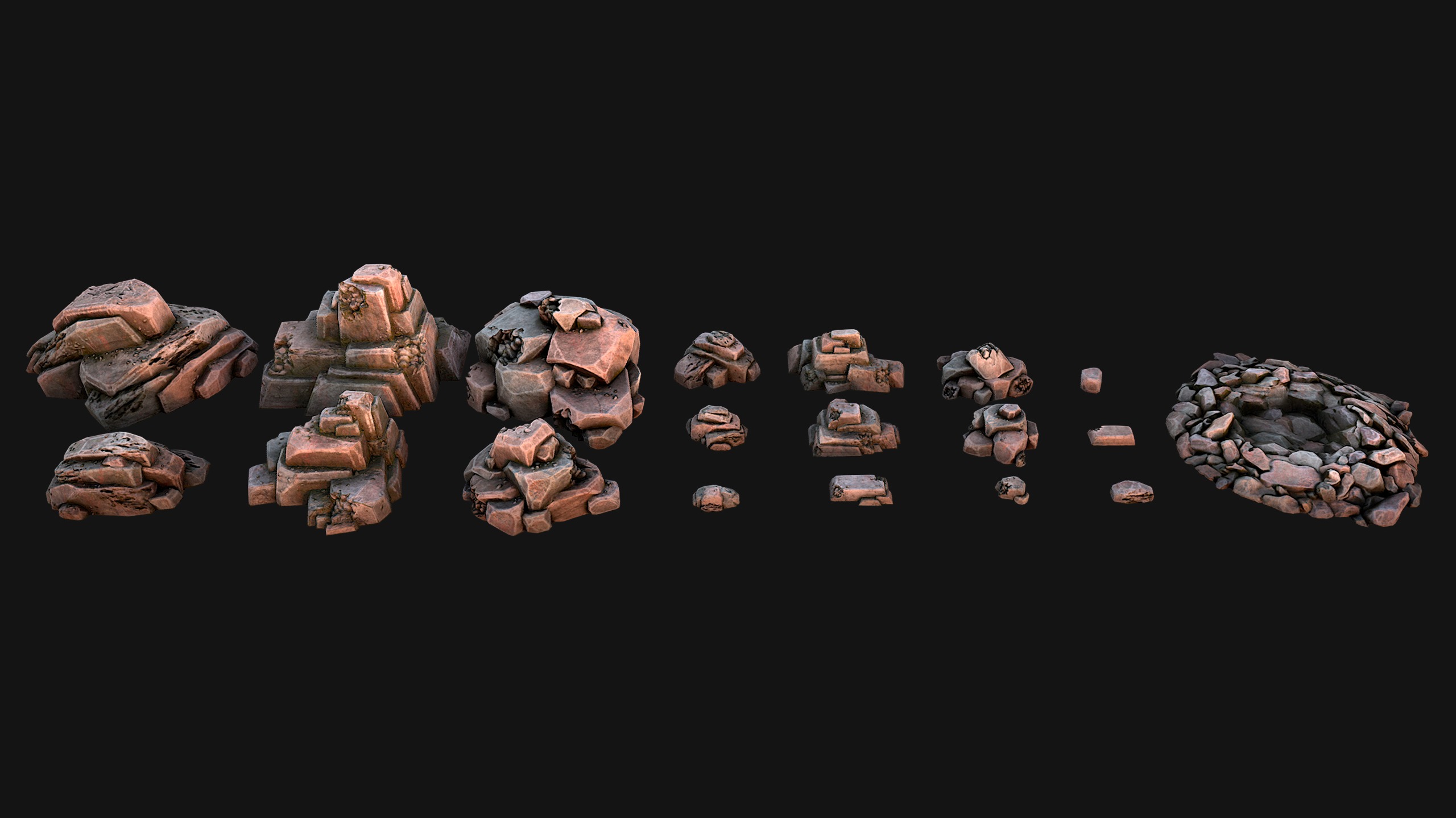 Stones Rocks Pebble Pack 3D Model Collection_14