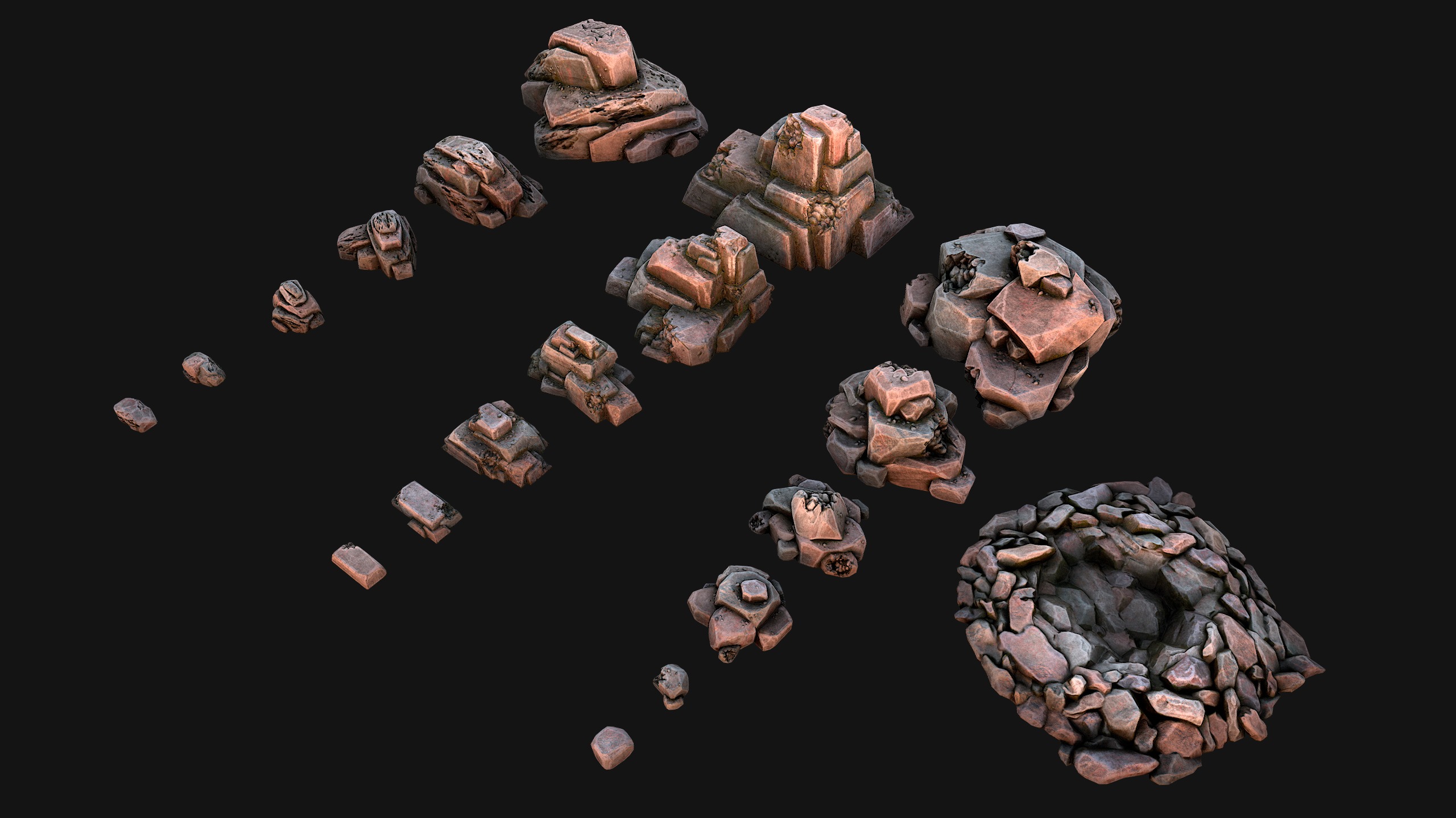 Stones Rocks Pebble Pack 3D Model Collection_21