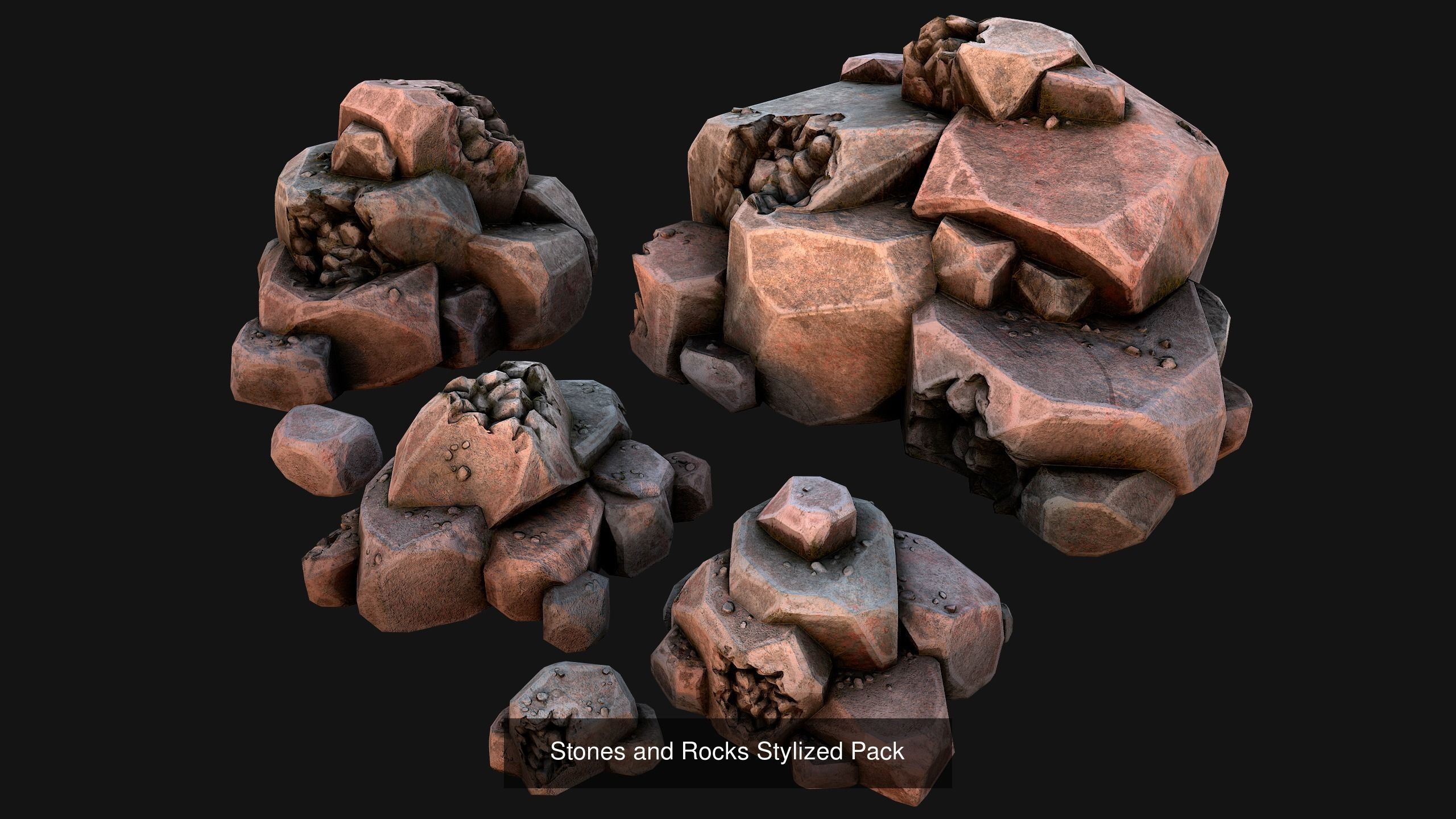 Stones Rocks Pebble Pack 3D Model Collection_27