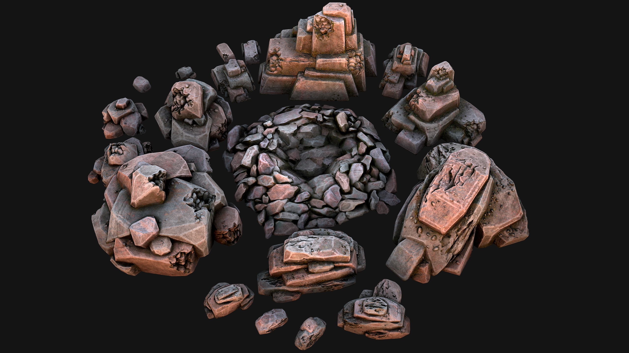 Stones Rocks Pebble Pack 3D Model Collection_6