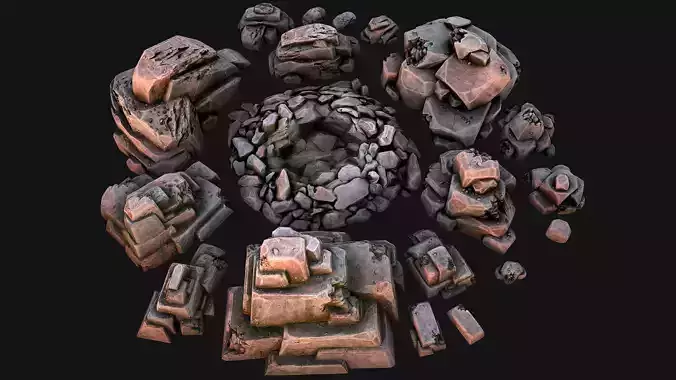 Stones Rocks Pebble Pack 3D Model Collection