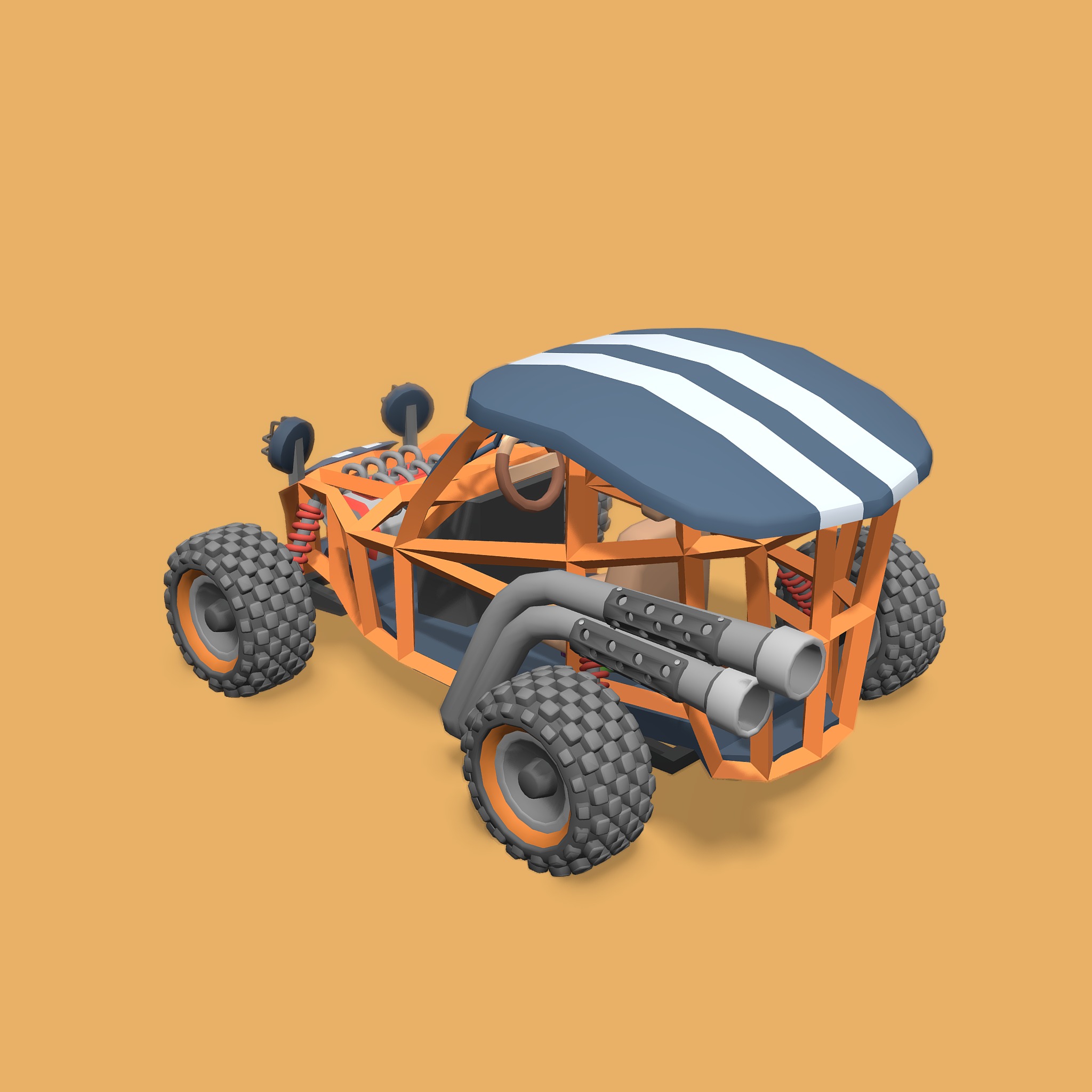 Stylized Toon Buggy Low-poly 3D model_1