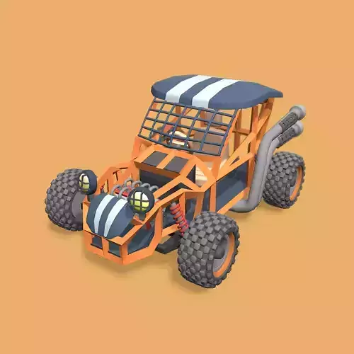 Stylized Toon Buggy Low-poly 3D model