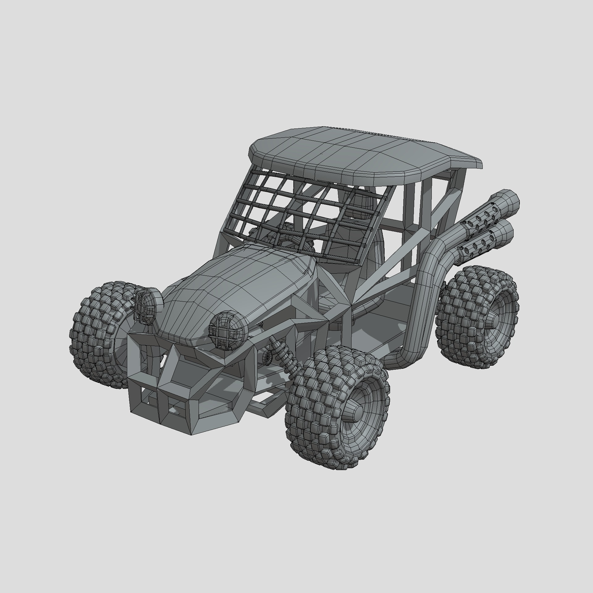 Stylized Toon Buggy Low-poly 3D model_2