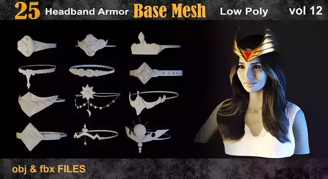 25 headband armor Base Mesh -vol 12 Low-poly 3D model