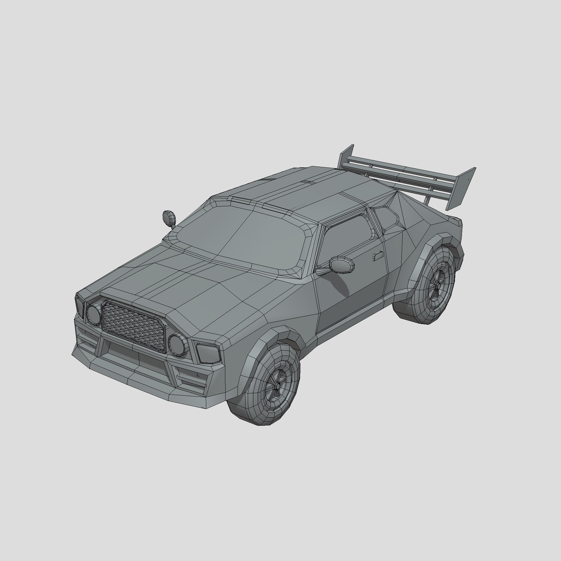 Stylized Toon Muscle Car Low-poly 3D model_2