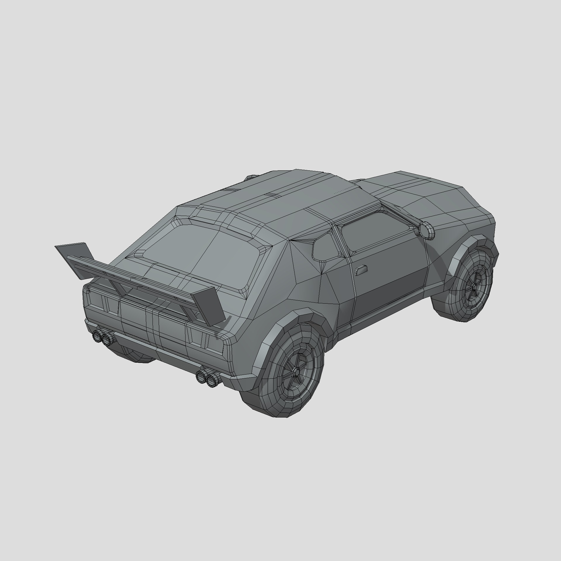 Stylized Toon Muscle Car Low-poly 3D model_3