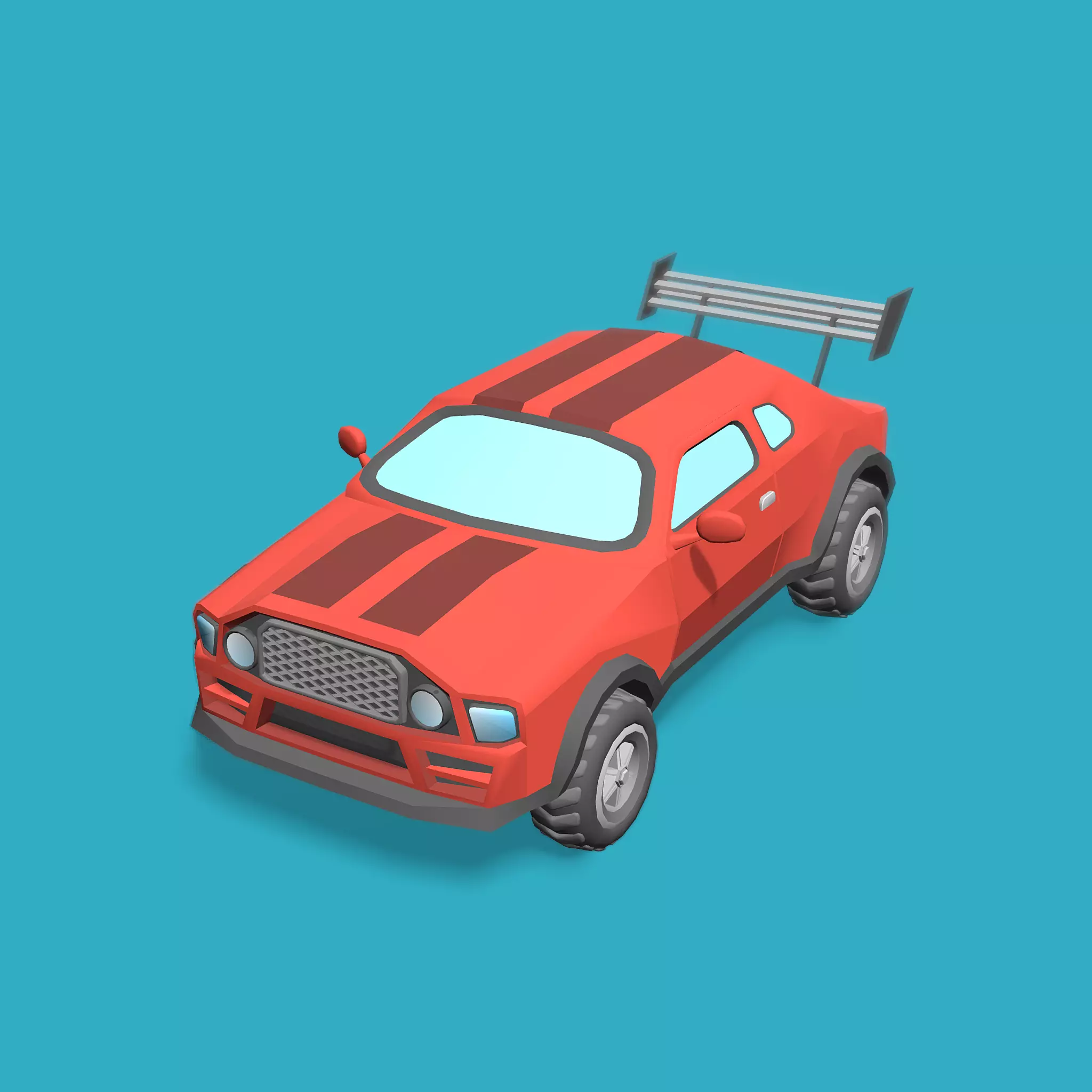 Stylized Toon Muscle Car Low-poly 3D model_0
