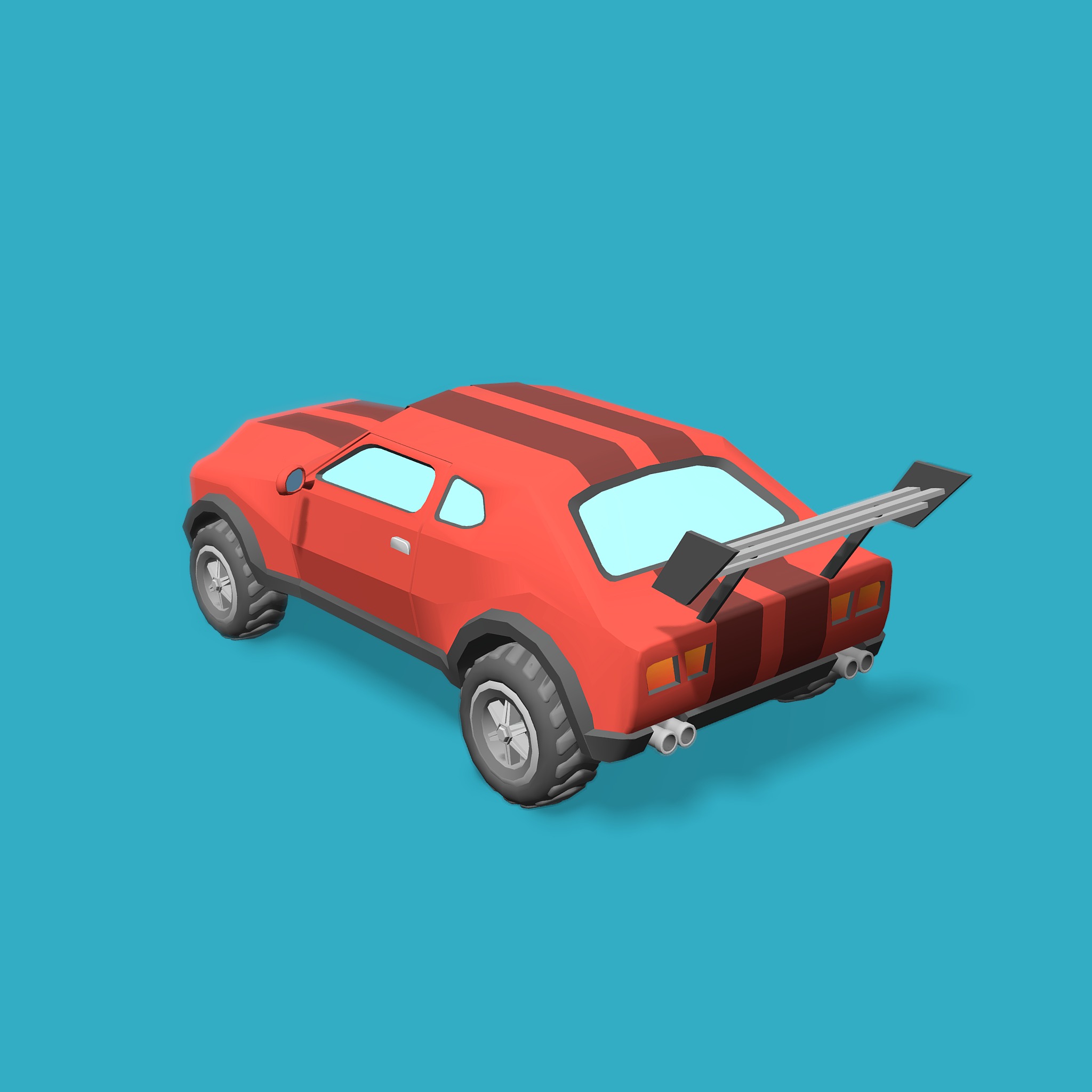 Stylized Toon Muscle Car Low-poly 3D model_1