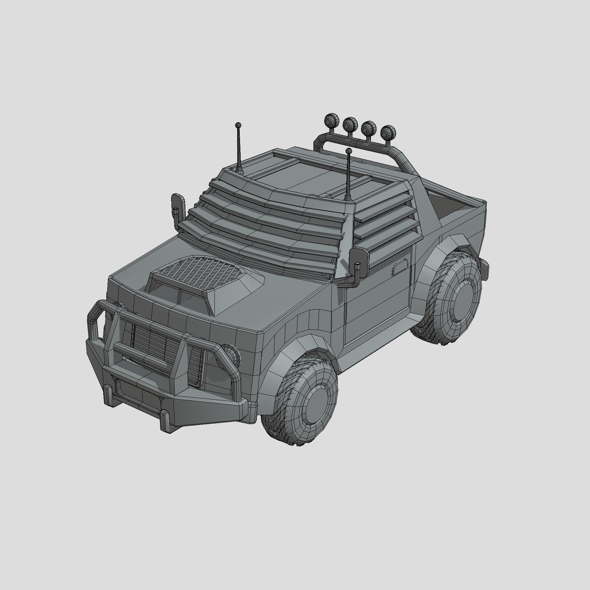 Stylized Toon Pickup Truck Low-poly 3D model_2
