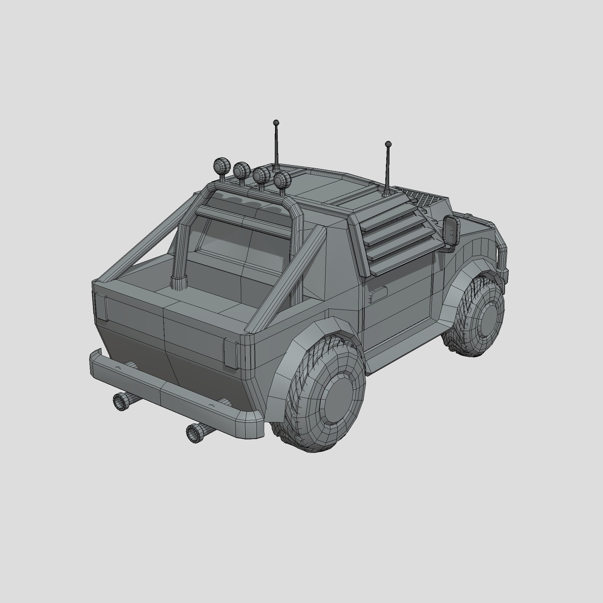 Stylized Toon Pickup Truck Low-poly 3D model_3