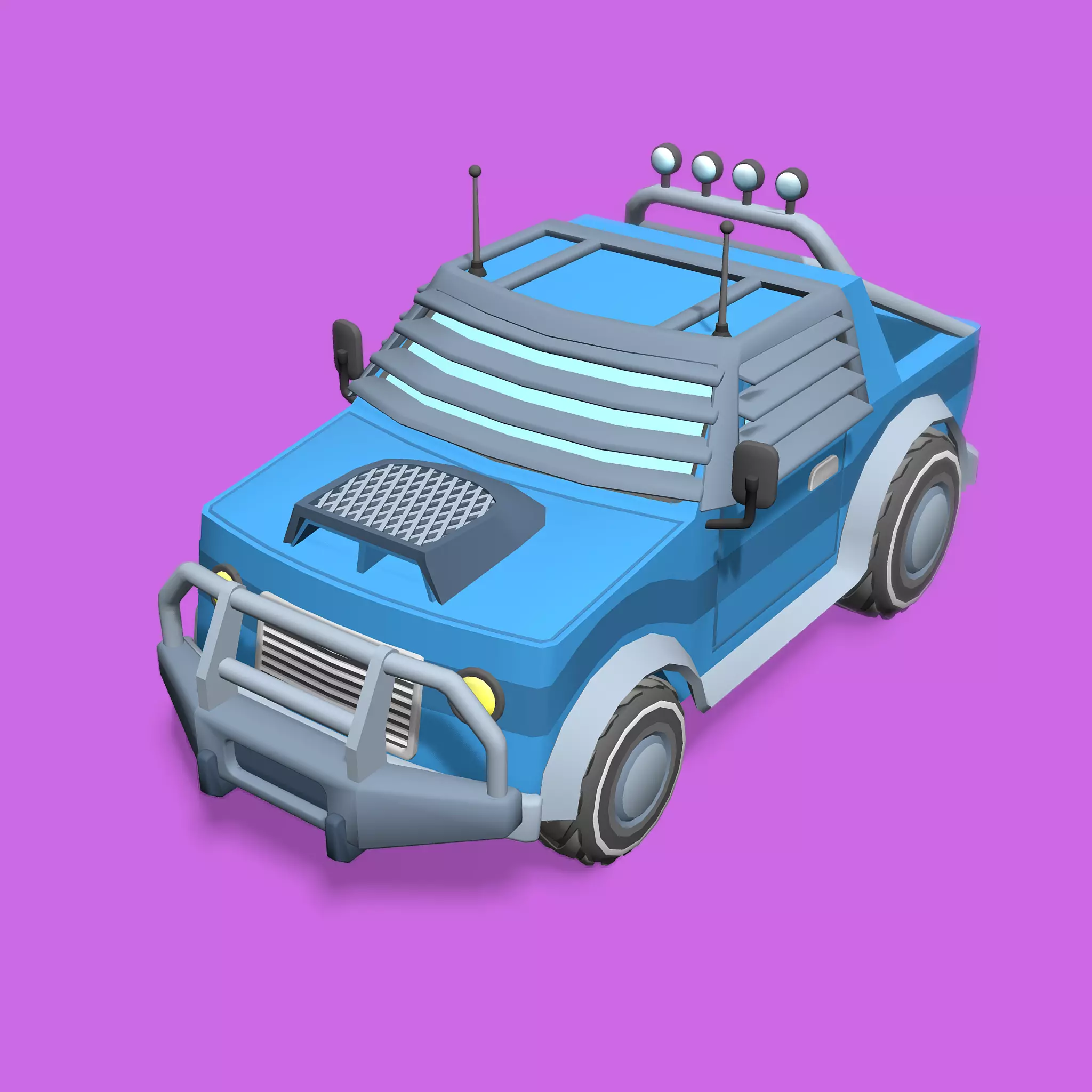 Stylized Toon Pickup Truck Low-poly 3D model_0