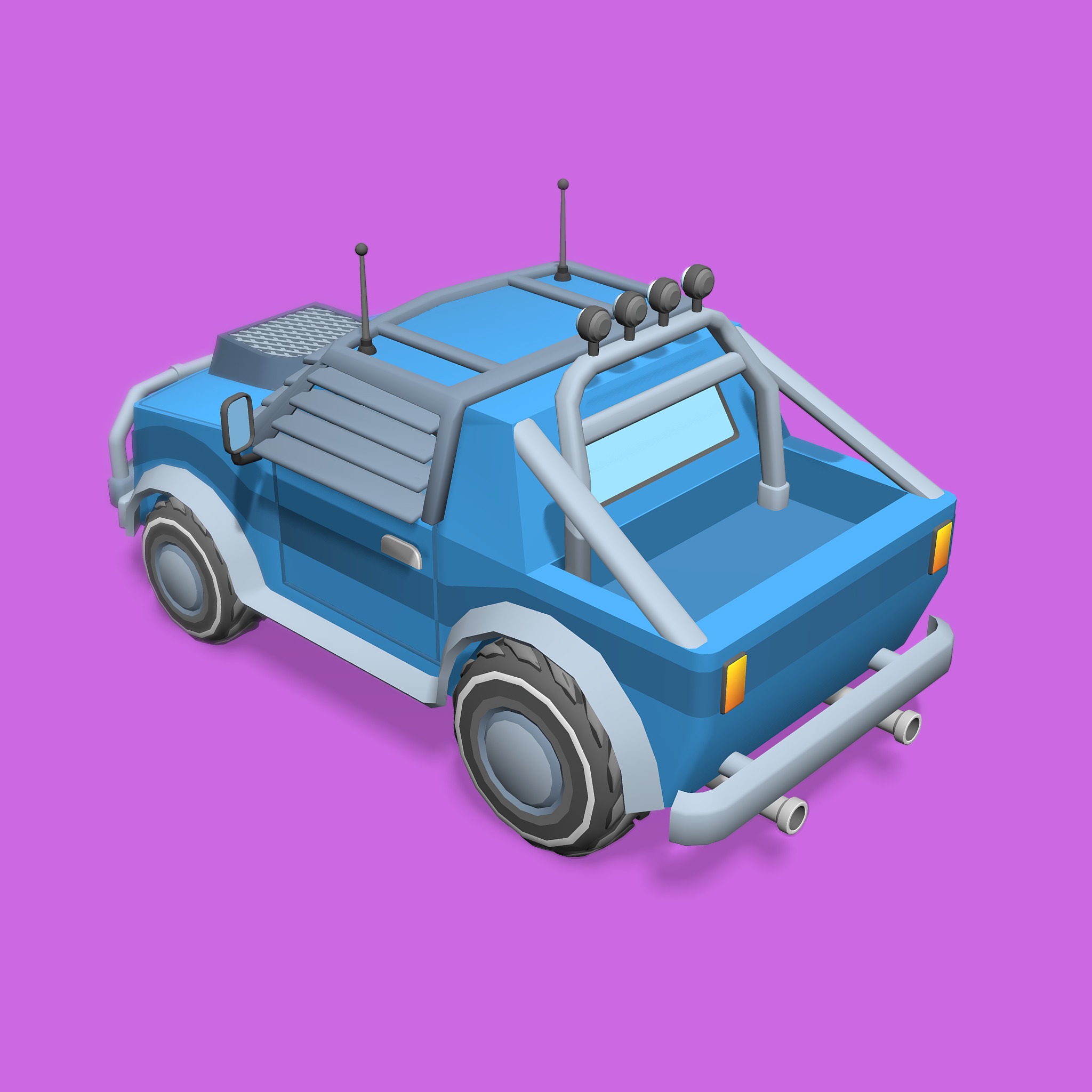 Stylized Toon Pickup Truck Low-poly 3D model_1