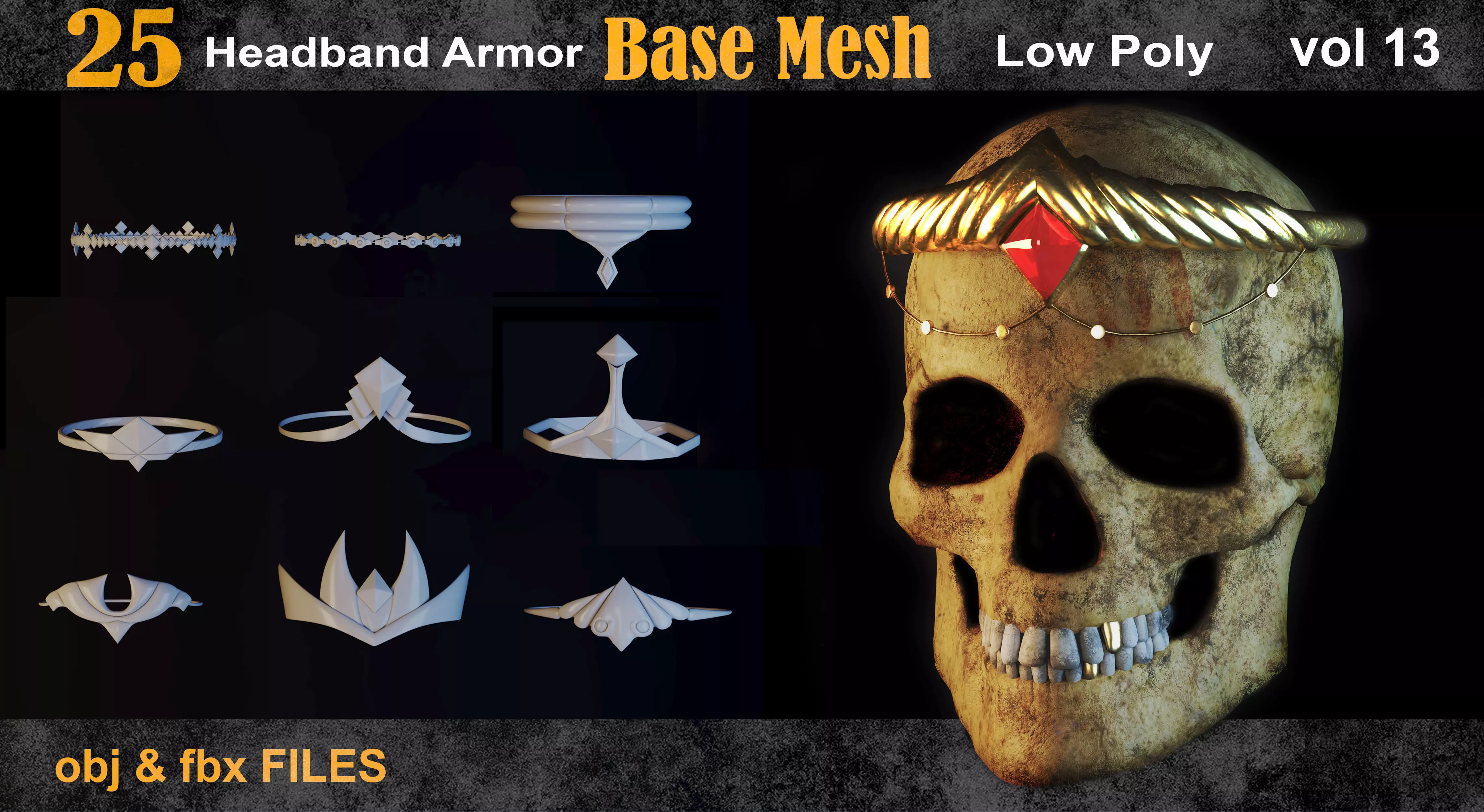 25 Headband Armor Base Mesh Vol 13 Low-poly 3D model