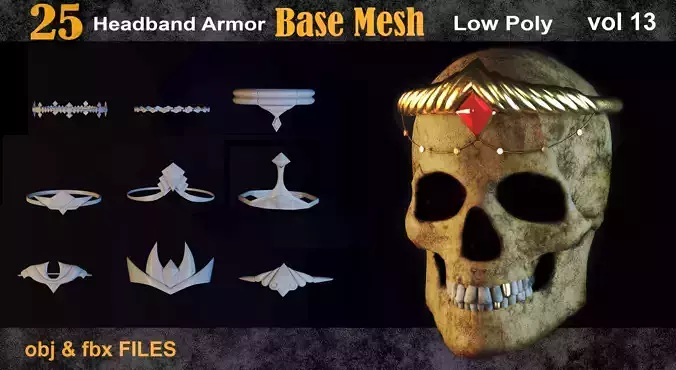25 Headband Armor Base Mesh Vol 13 Low-poly 3D model