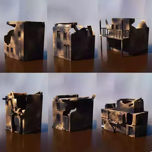 Ruin Houses Desert Building Pack for Low-Poly 3D Models