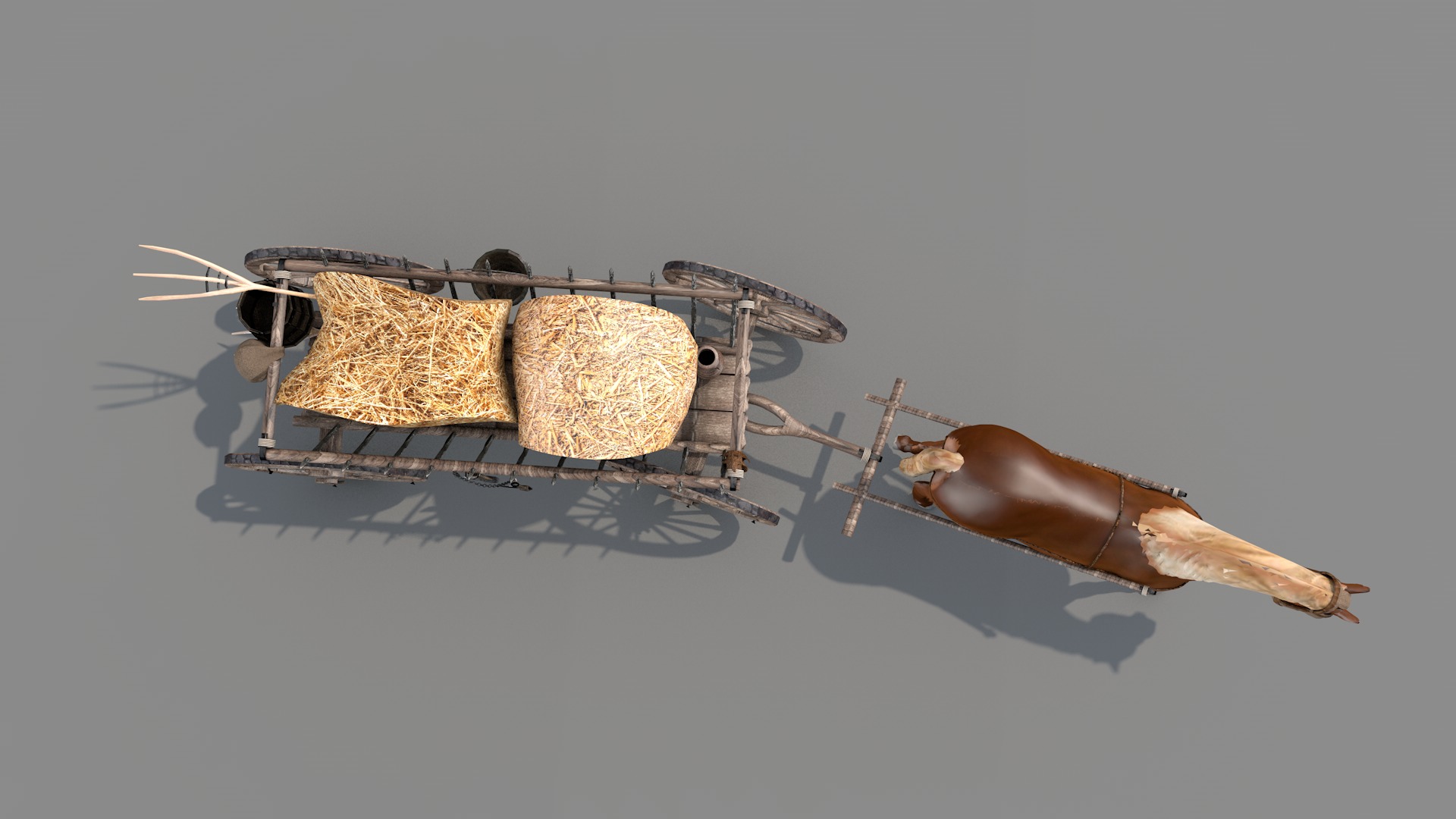 Medieval Wagon Feno 3D model_12