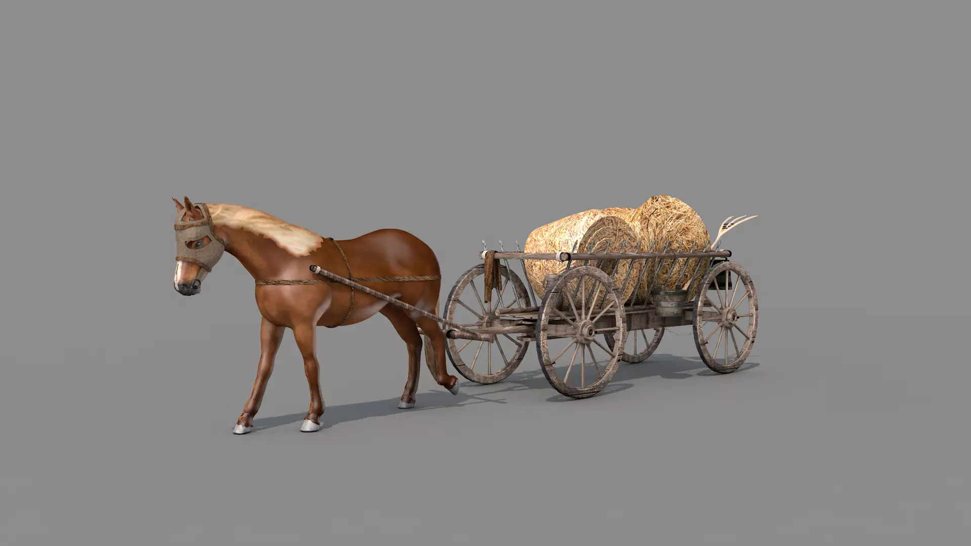 Medieval Wagon Feno 3D model_0