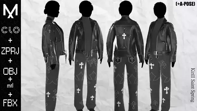 Chrome Hearts Outfit Marvelous designer Clo3d OBJ mtl FBX ZPRJ