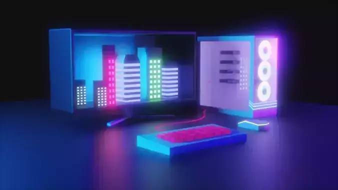 Low Poly Neon PC