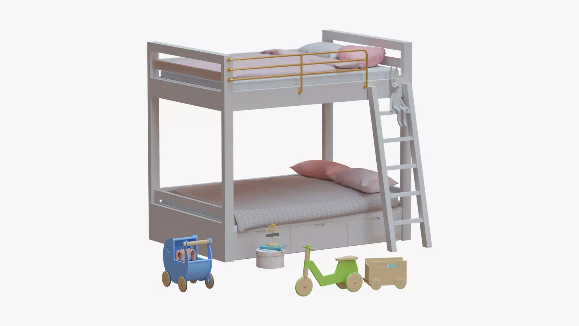 bunk bed set Low-poly 3D model
