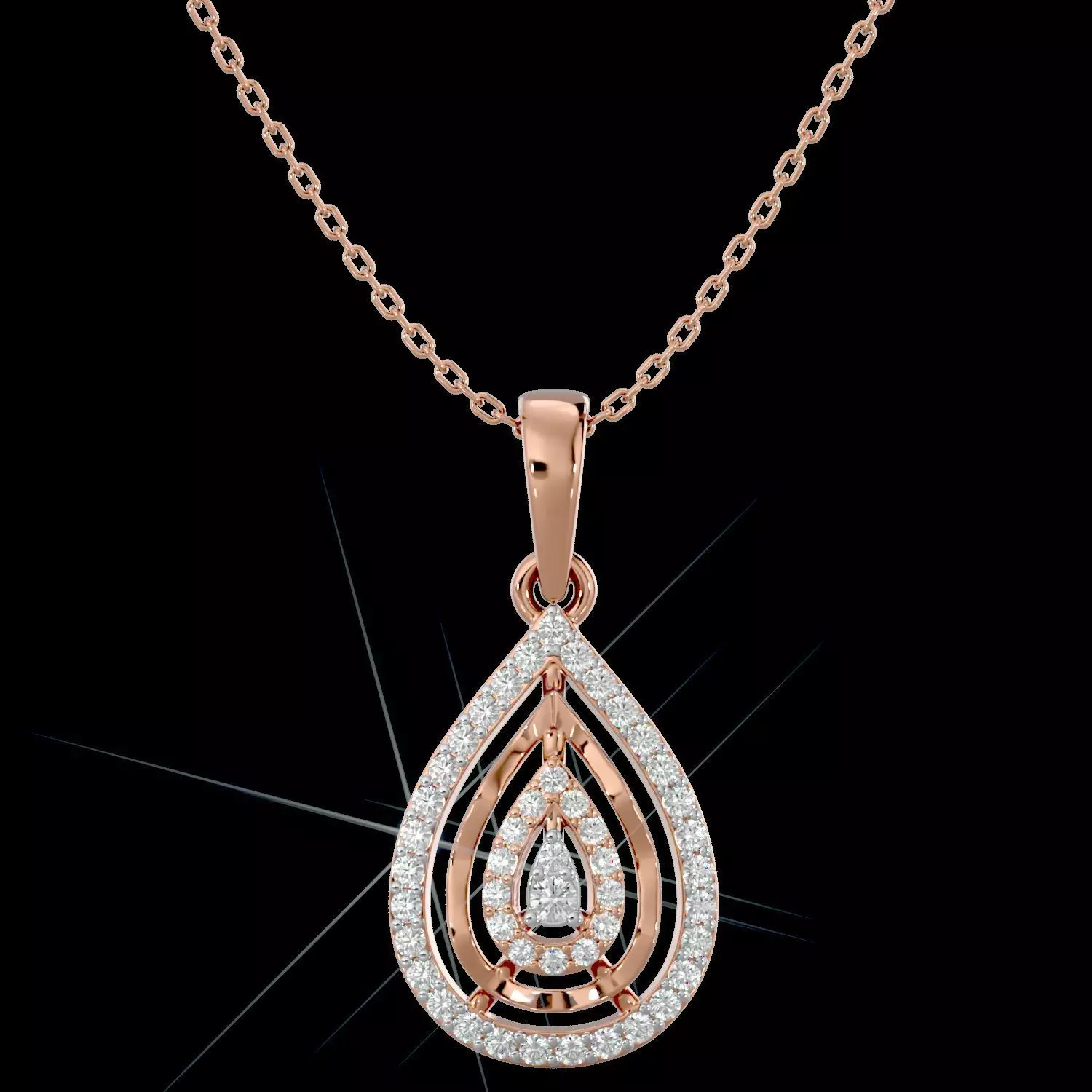 Light Minimalist Diamond Pendant Necklace 3D print model_0